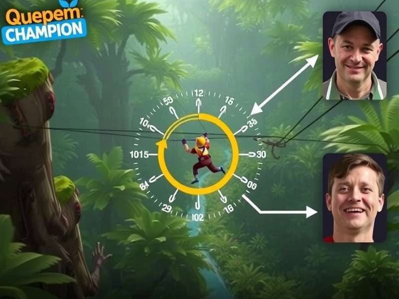 Quepem Zip Champion gameplay screenshot showing a character zip-lining through Goa's jungles